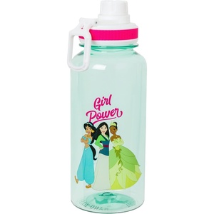 Silver Buffalo Rainbow Brite and Twink Twist Spout Plastic Water Bottle with Stickers You Stick Yourself, 32 Ounces(Disney Princess Girl Power)