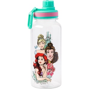 Silver Buffalo Rainbow Brite and Twink Twist Spout Plastic Water Bottle with Stickers You Stick Yourself, 32 Ounces(Disney Princesses)
