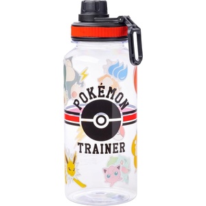 Silver Buffalo Rainbow Brite and Twink Twist Spout Plastic Water Bottle with Stickers You Stick Yourself, 32 Ounces(Pokemon Trainer)
