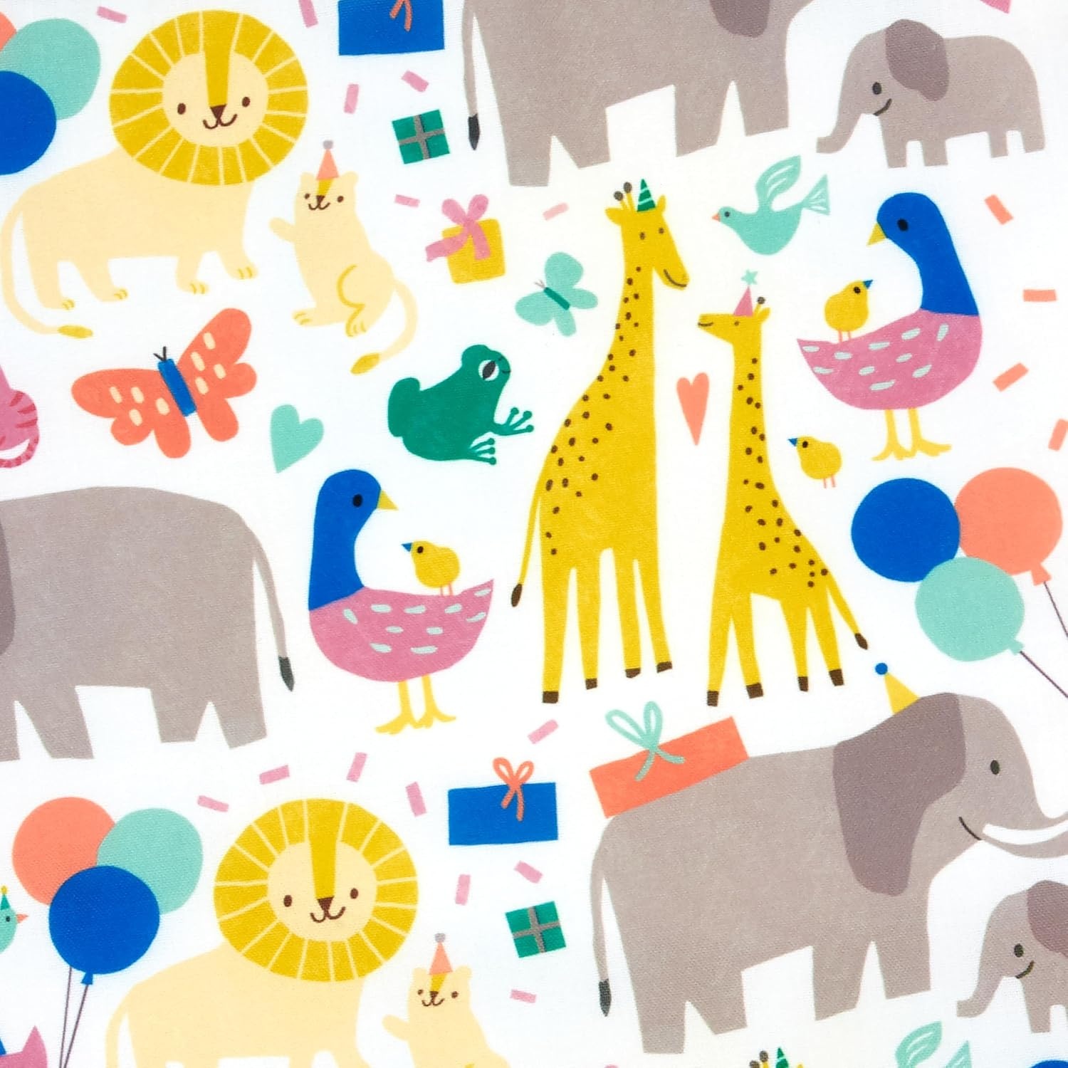 image:imageHallmark 19 Large Canvas Bag with Yellow Drawstring Ivory and Blue for Birthdays Baby Showers Fathers DayZoo Animals
