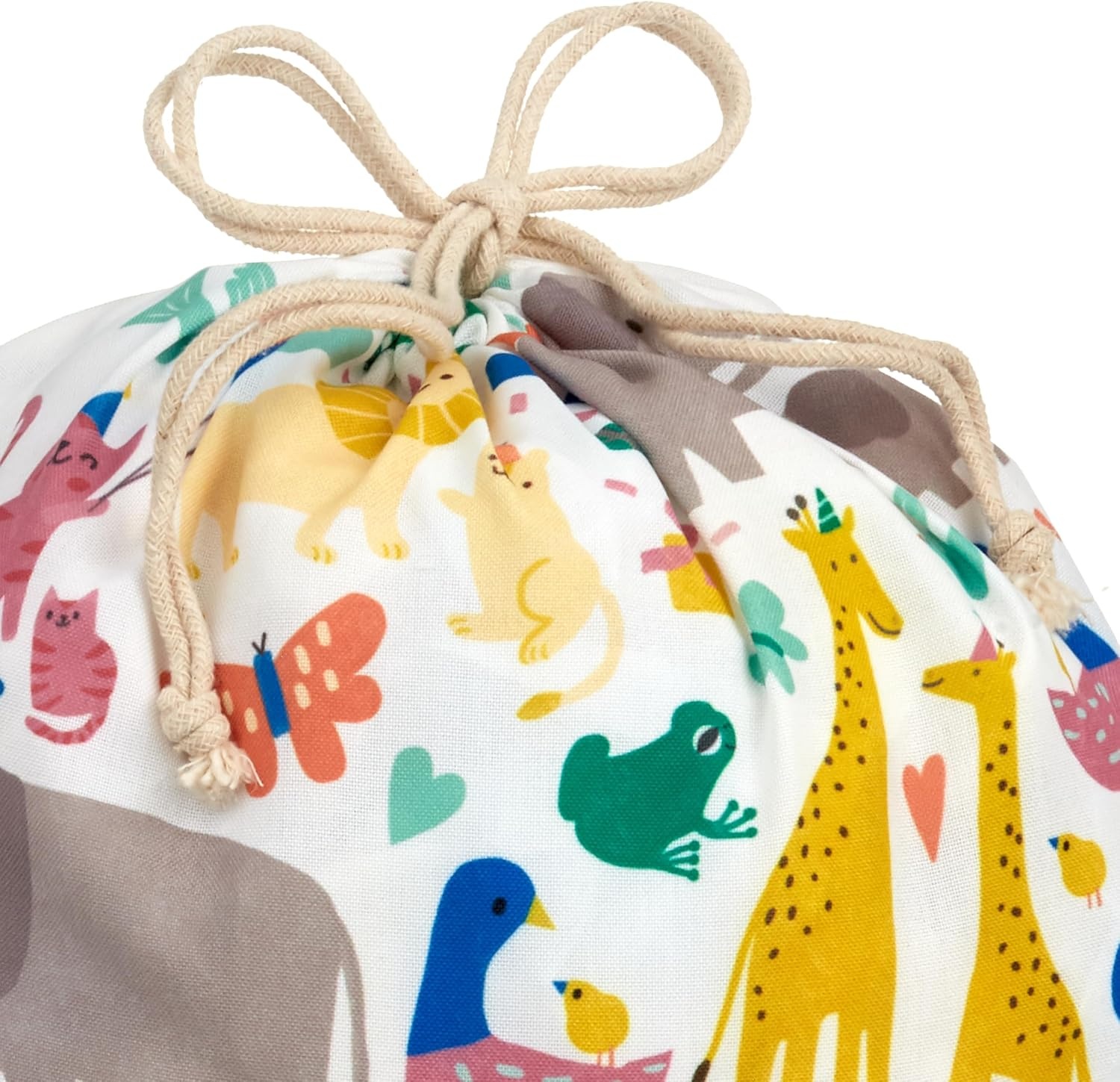 image:imageHallmark 19 Large Canvas Bag with Yellow Drawstring Ivory and Blue for Birthdays Baby Showers Fathers DayZoo Animals