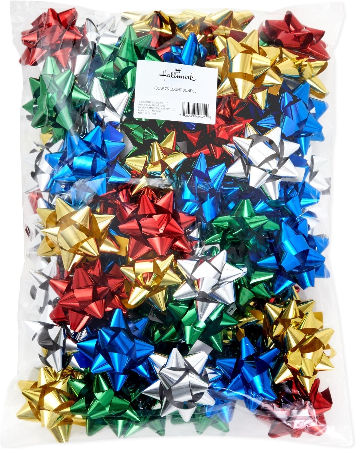 image:imageHallmark 3 Gift Bow Holiday Assortment 75 Bows Red Gold Green Silver Blue for Christmas Hanukkah Birthdays Presents75 Count Holiday Bows