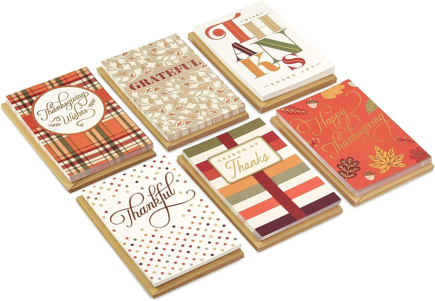 image:imageHallmark Bulk Thanksgiving Cards Assortment 72 Cards with Envelopes Stripes Leaves PlaidClassic Thanksgiving Stripes Leaves and Plaid