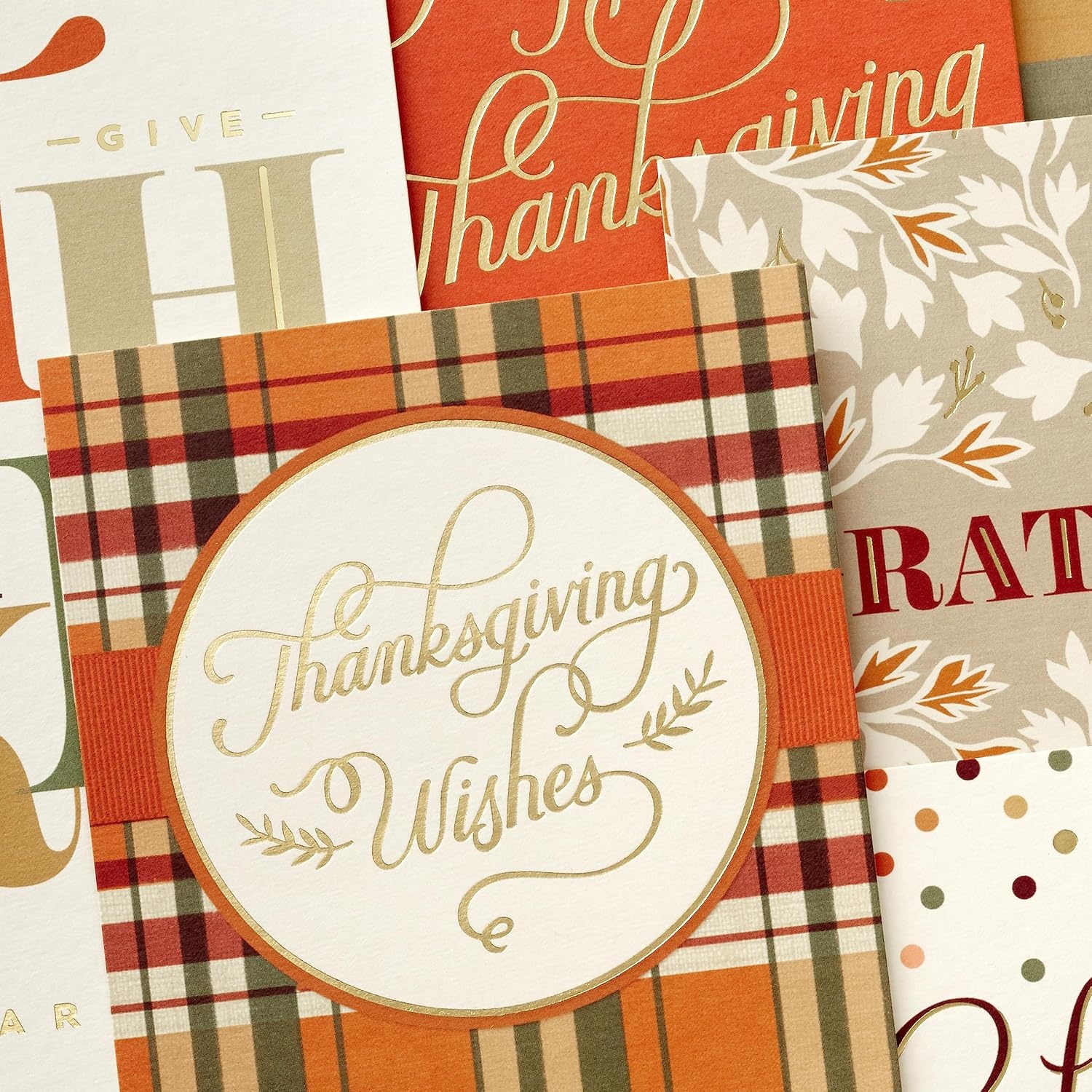 image:imageHallmark Bulk Thanksgiving Cards Assortment 72 Cards with Envelopes Stripes Leaves PlaidClassic Thanksgiving Stripes Leaves and Plaid