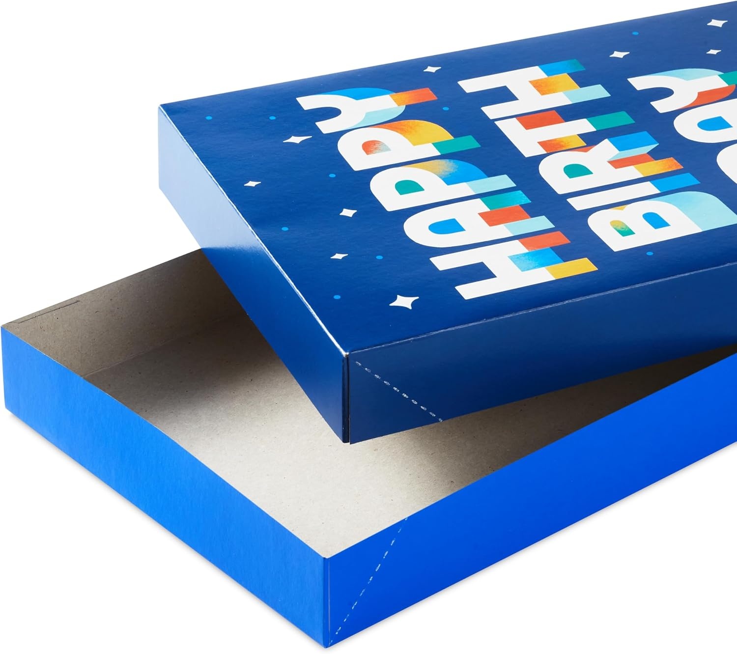 image:imageHallmark Designed Shirt Boxes with Lids 8 Boxes 2 Each of Orange and Blue Stripes Plaid Dots Happy Birthday for Birthdays Fathers Day Graduations8 Assorted Birthday Gift Boxes