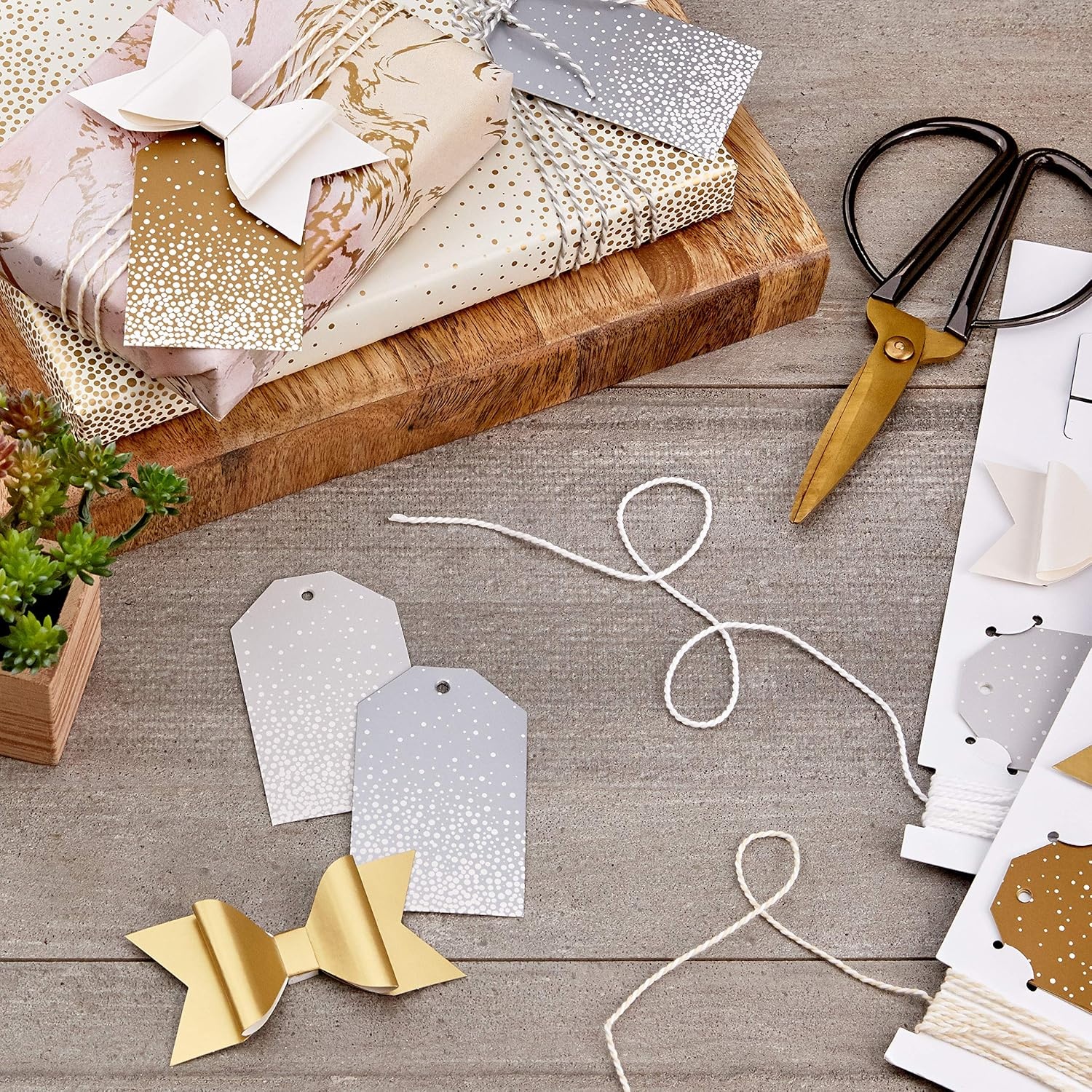 image:imageHallmark Gift Wrapping Accessories Gold Silver White 6 Shiny Bows 12 Gift Tags 9 Yards of Twine for Birthdays Christmas Hanukkah Valentines Day Weddings Baby Showers