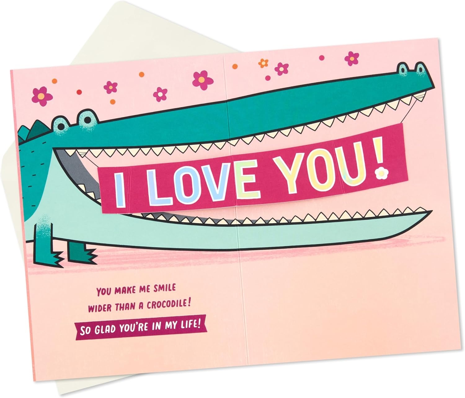 image:imageHallmark Love Card Heart in Envelope for Anniversary Romantic Birthday Sweetest DaySmile Wider than a Crocodile