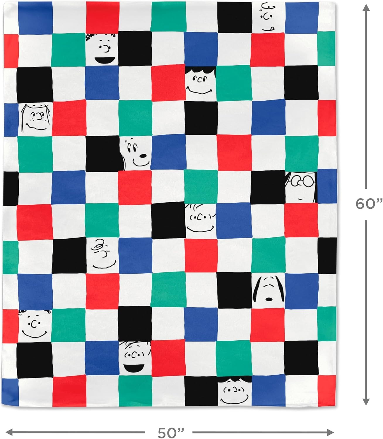 image:imageHallmark Peanuts Gang Checkered Throw Blanket 50 x 60 Snoopy Charlie Brown Linus Lucy Peppermint Patty Pigpen Sally Schroeder