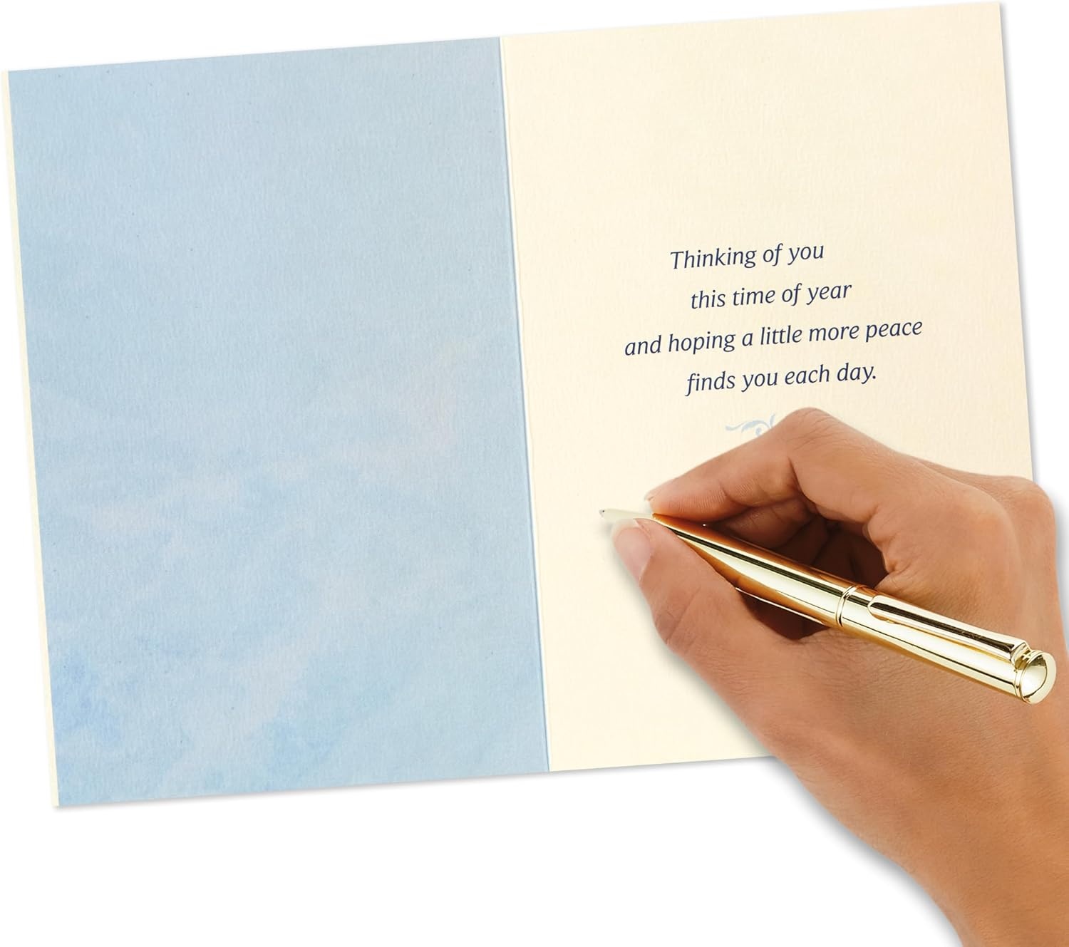 image:imageHallmark Sympathy Card for Anniversary of Death Caring Thoughts Never Stopped for Widow Widower Friendblue peach purple