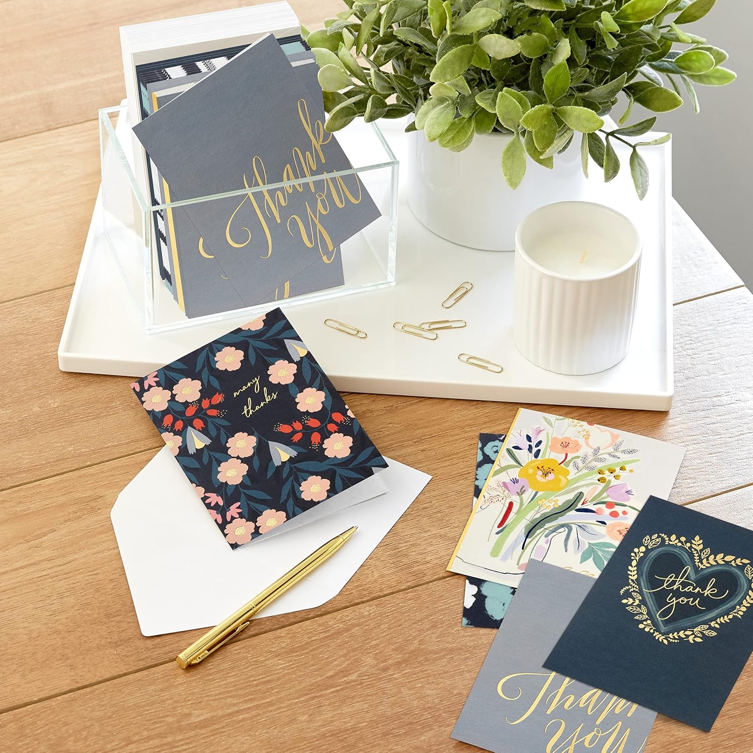 image:imageHallmark Thank You Cards Assortment Foil Hearts and Flowers 48 Thank You Notes and EnvelopesGreeting Card