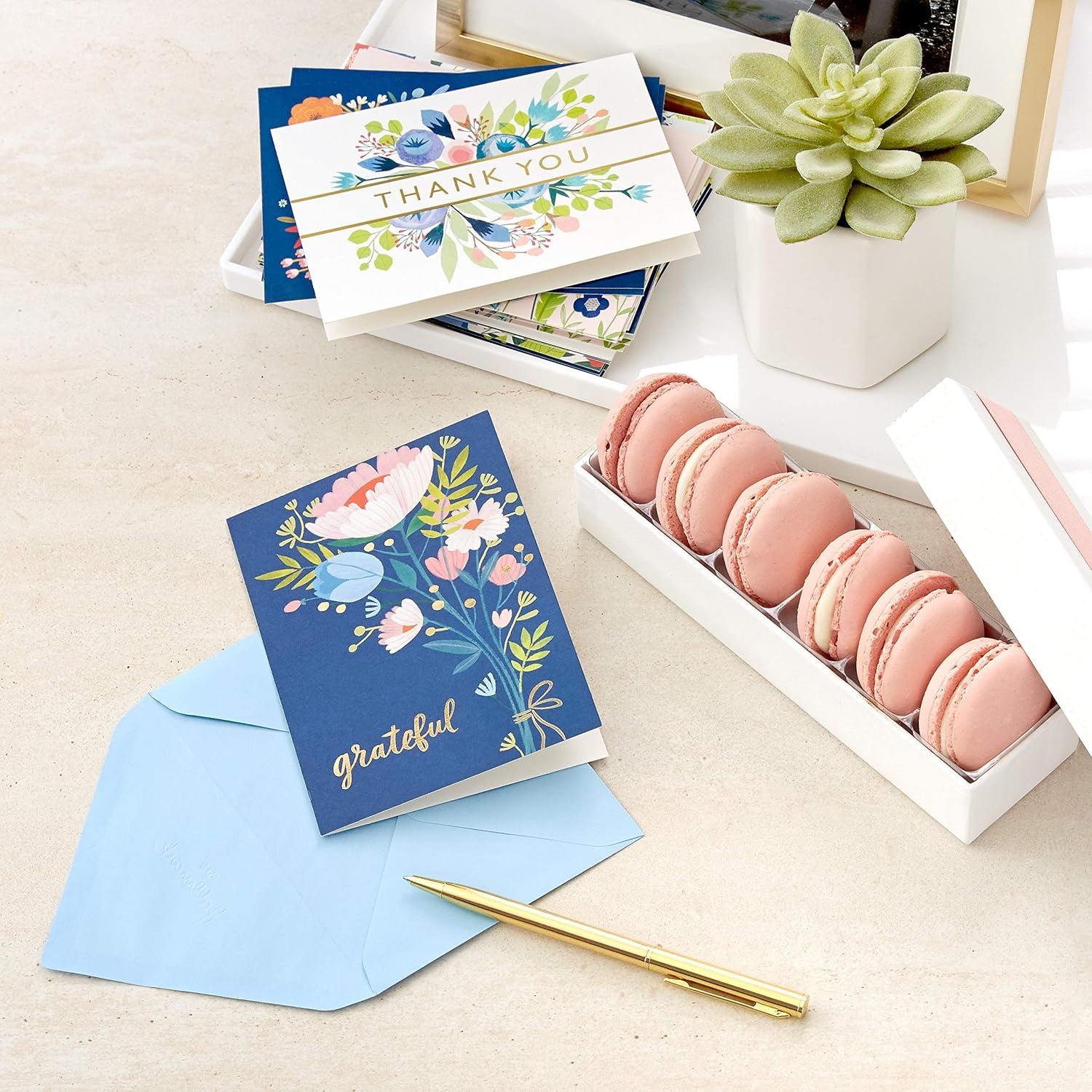image:imageHallmark Thank You Cards Assortment Folk Art Flowers 36 Thank You Notes with EnvelopesFolk Flowers