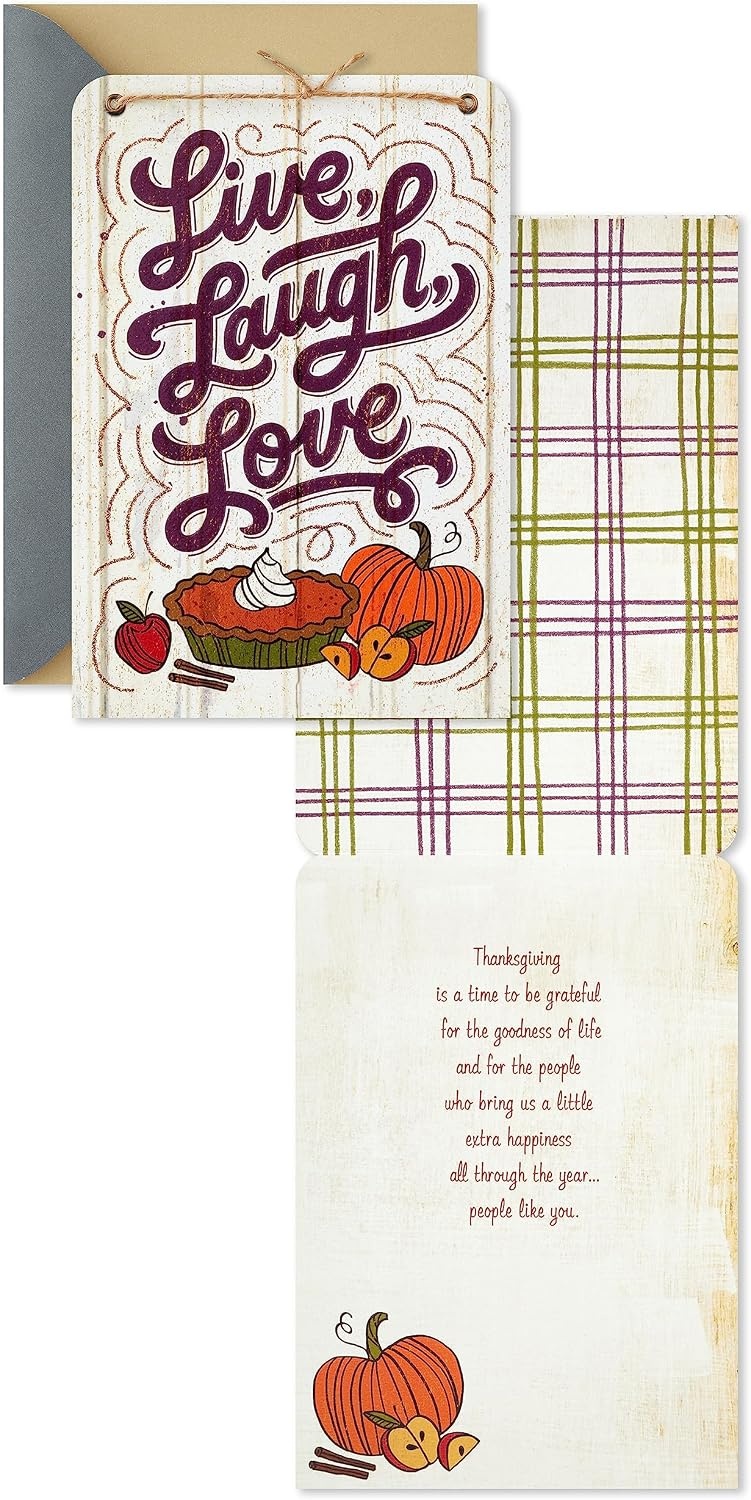 image:imageHallmark Wood Grain Thanksgiving Card Assortment 3 Cards with Envelopes Live Laugh Love Give Thanks CornucopiaRustic Thanksgiving 3 Cards