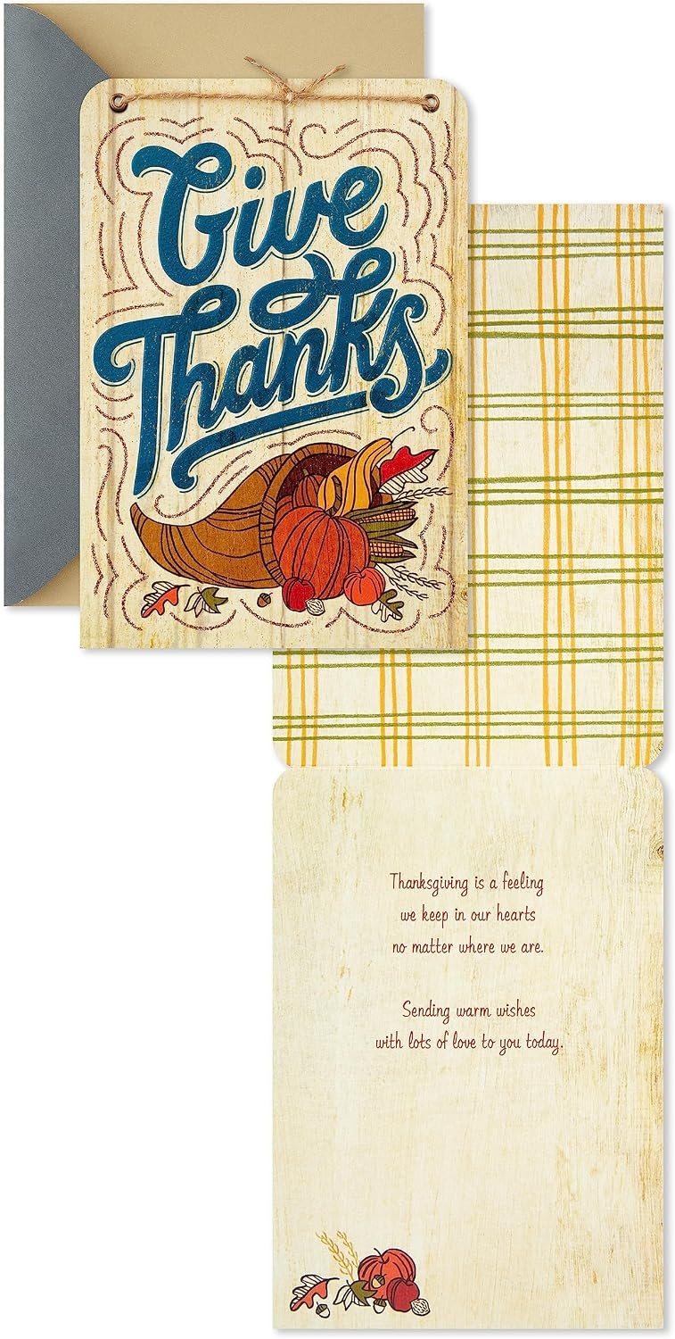 image:imageHallmark Wood Grain Thanksgiving Card Assortment 3 Cards with Envelopes Live Laugh Love Give Thanks CornucopiaRustic Thanksgiving 3 Cards