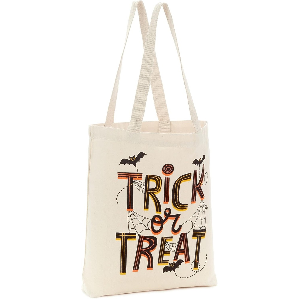 image:imageHallmark 13 Large Halloween Tote Bag Haunted House Reusable Canvas Bag for Trick or Treating Grocery Shopping and MoreTrick Or Treat