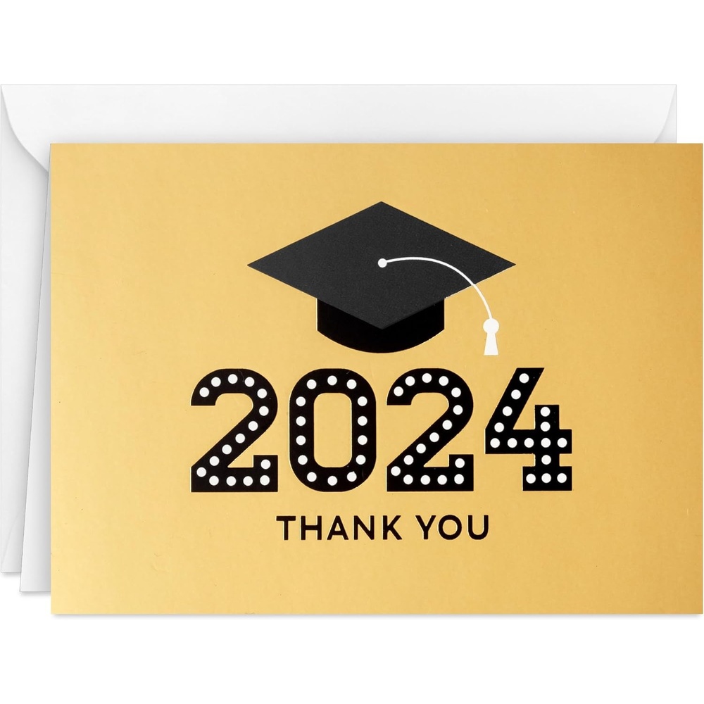image:imageHallmark 2024 Graduation Thank You Cards 40 Thank You Notes with Envelopes Gold Graduation CapClass of 2024