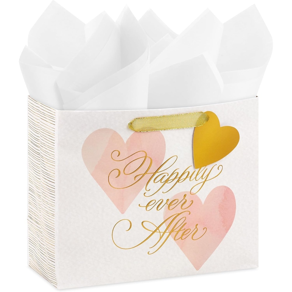 image:imageHallmark 7 Medium Horizontal Gift Bag with Tissue Paper Happy Ever After for Weddings Engagements Bridal ShowersHappily Ever After