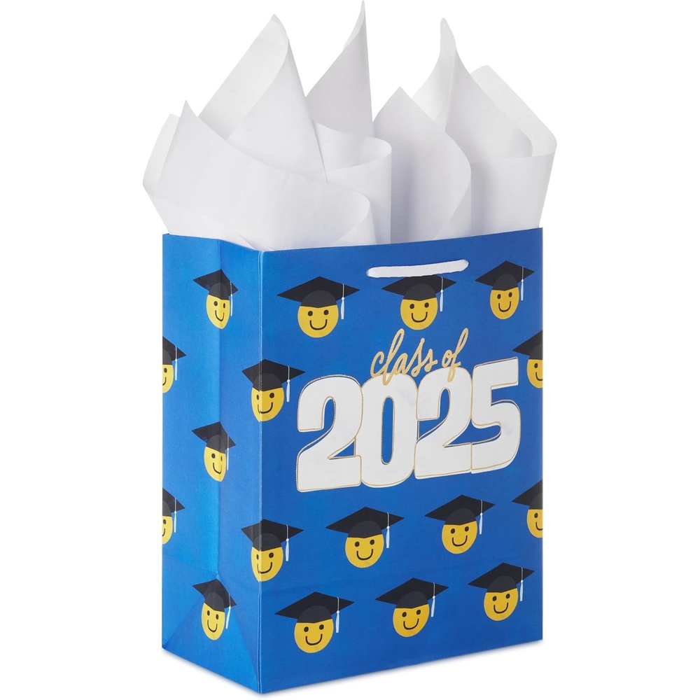 image:imageHallmark 9 Medium YearDated Graduation Gift Bag with Tissue Paper Class of 2025 Smiley GradClass of 2025