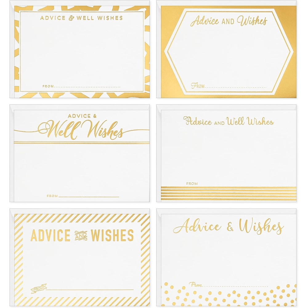 image:imageHallmark Advice and Well Wishes Note Cards Gold and White Pack of 36 with Envelopes for Weddings Graduation Baby ShowerAdvice and Well Wishes Note Cards