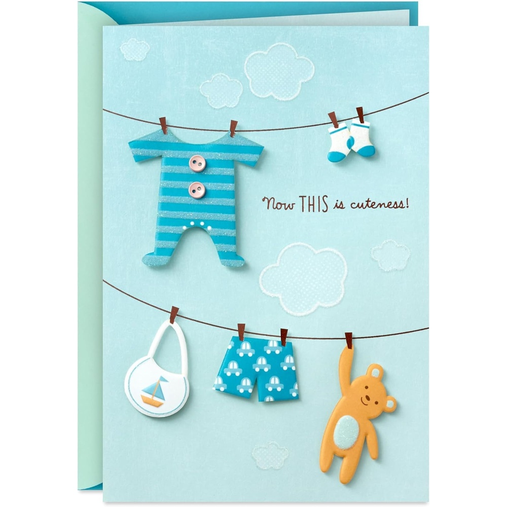 image:imageHallmark Baby Shower Card for Boy Blue Now This is Cuteness Welcome New Baby Boy Congratulations