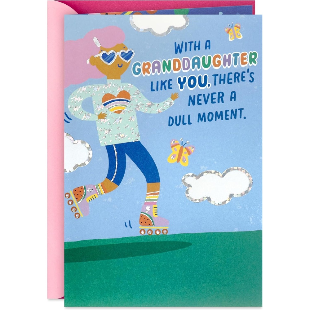 image:imageHallmark Birthday for Granddaughter Rollerblading and Rainbows from Grandma Grandpa or Grandparents