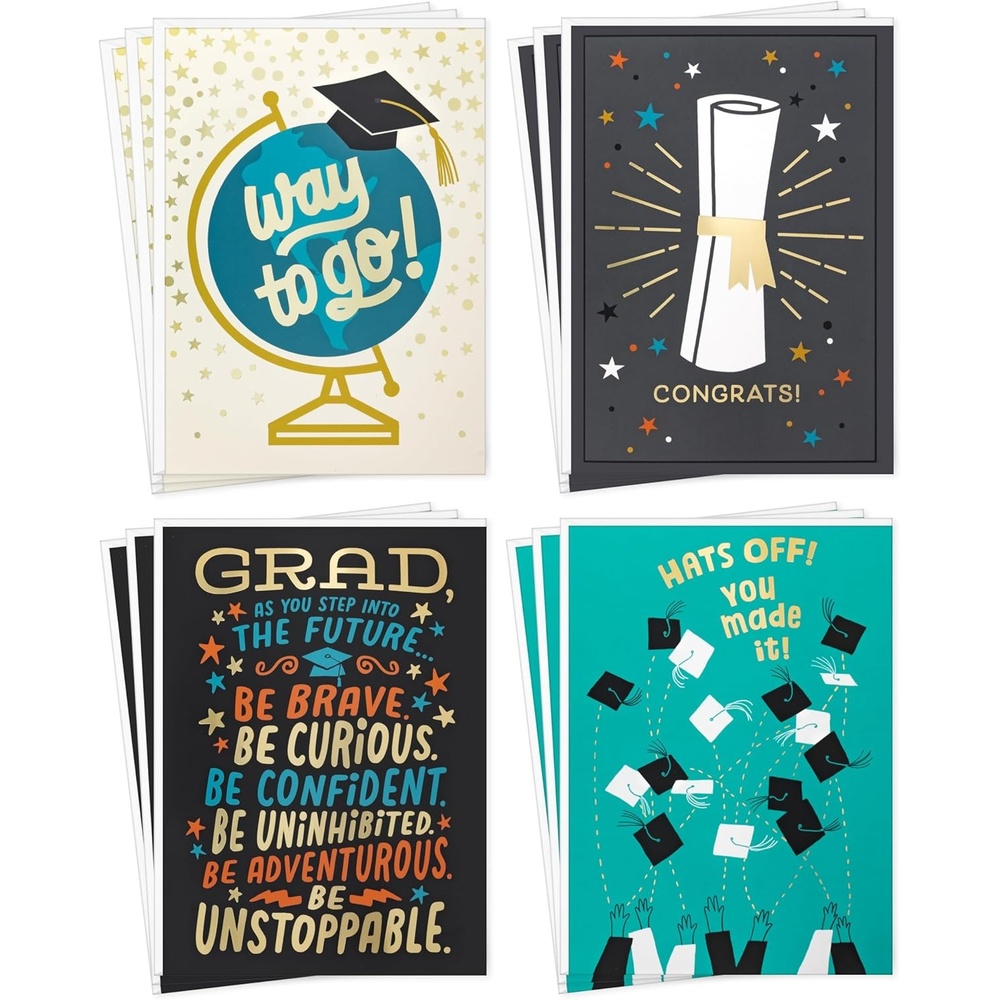 image:imageHallmark Blank Cards Assortment with Organizer Black amp White Stripes 40 Note Cards with Envelopes for Graduation Just Because All OccasionGraduation 12 Pack