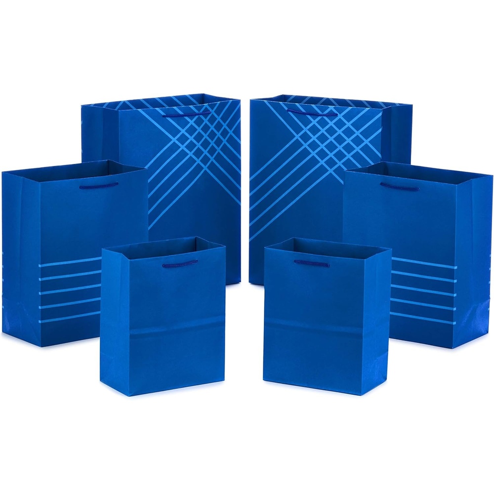 image:imageHallmark Blue Gift Bags in Assorted Sizes Pack of 6 2 Medium 9 2 Large 11 2 Extra Large 14 for Birthdays Graduations Fathers Day Baby Showers Bridal Showers Weddings Groomsmen GiftsBlue