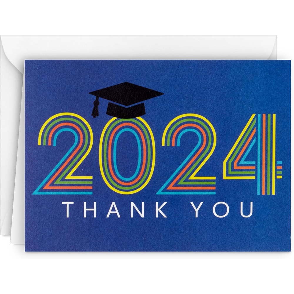 image:imageHallmark Bulk 2025 Graduation Thank You Cards Colorful Confetti 40 Cards with Envelopes for High School College UniversityClass of 2024
