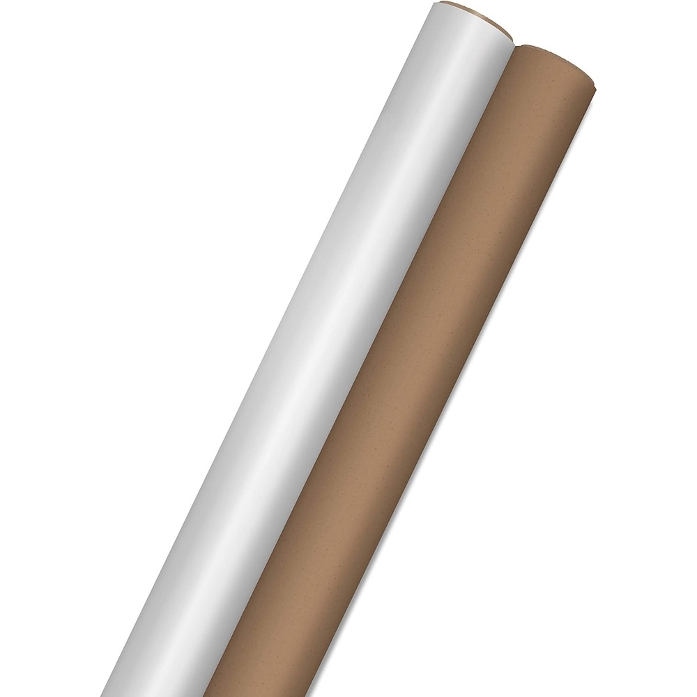 image:imageHallmark Bulk Kraft Wrapping Paper with Cut Lines 2 Rolls 160 sq ft ttl White and Brown for Christmas Hanukkah Baby Showers Weddings Birthdays Valentines Day Arts amp Crafts BannersSolid White and Brown