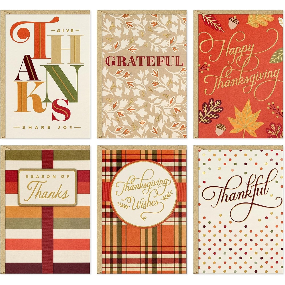 image:imageHallmark Bulk Thanksgiving Cards Assortment 72 Cards with Envelopes Stripes Leaves PlaidClassic Thanksgiving Stripes Leaves and Plaid