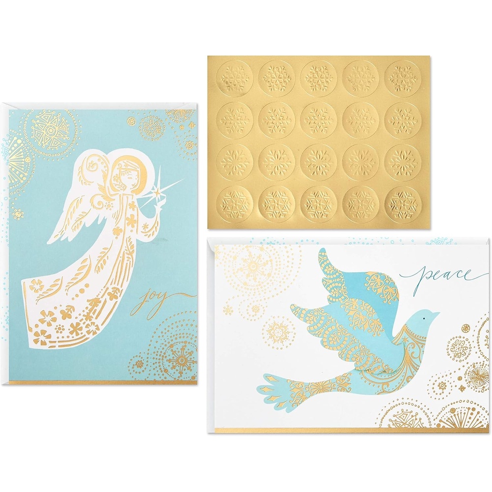 image:imageHallmark Christmas Boxed Card Assortment Snowman and Christmas Tree 40 Cards with Envelopes and Gold SealsDove and Angel