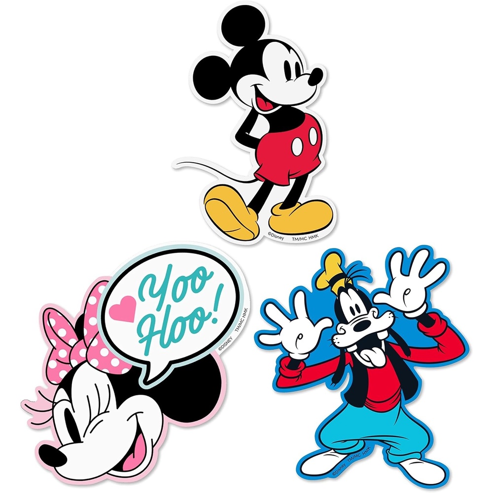 image:imageHallmark Disney Pack of 3 Stickers for Water Bottles Planners Notebooks Wall Mickey Minnie and Goofy Decals for Kids Teens Adults