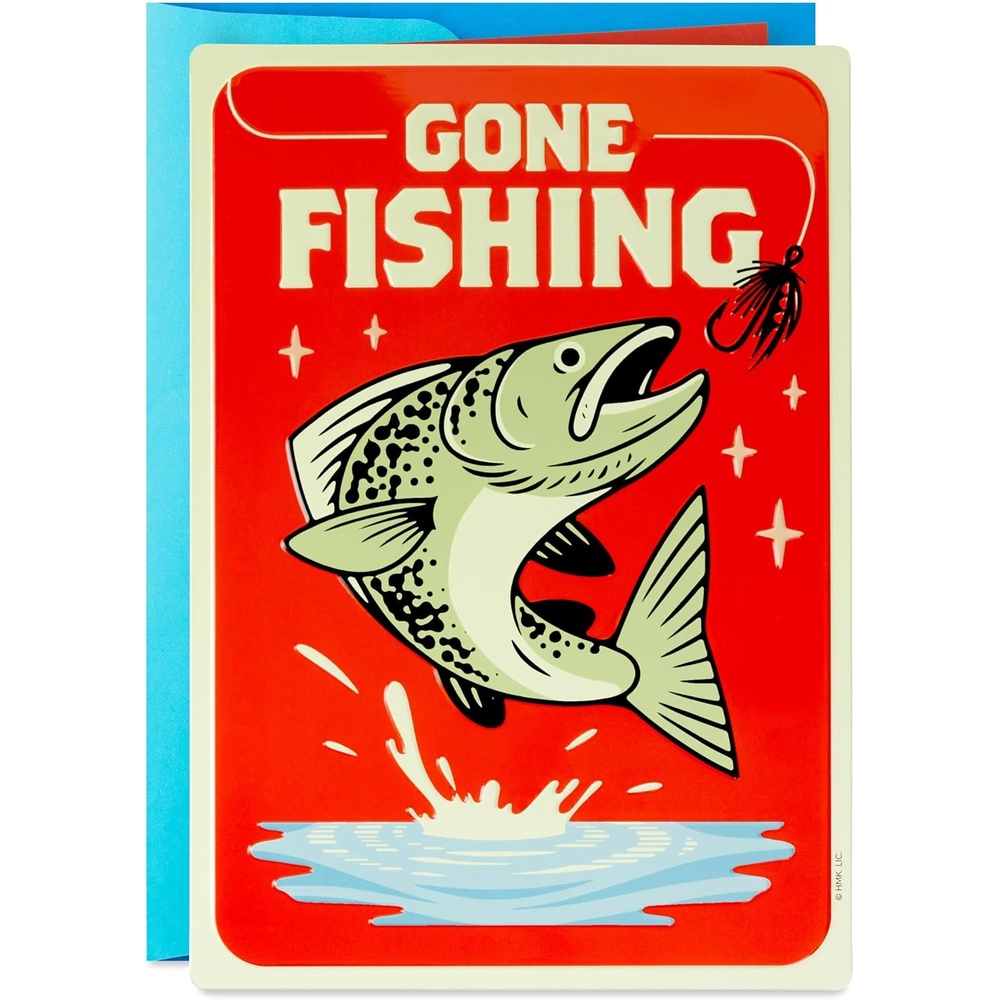 image:imageHallmark Fathers Day Card with Removable Tin Sign Gone Fishing