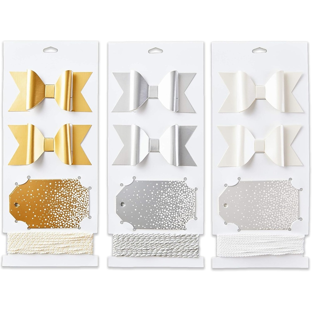 image:imageHallmark Gift Wrapping Accessories Gold Silver White 6 Shiny Bows 12 Gift Tags 9 Yards of Twine for Birthdays Christmas Hanukkah Valentines Day Weddings Baby Showers