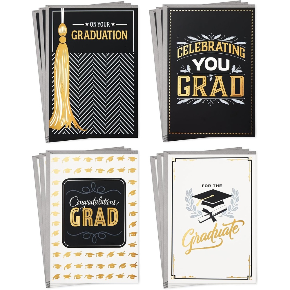 image:imageHallmark Graduation Cards Assortment Black and Gold Congratulations Grad 12 Cards and Envelopes 4 DesignsCongratulations Grad