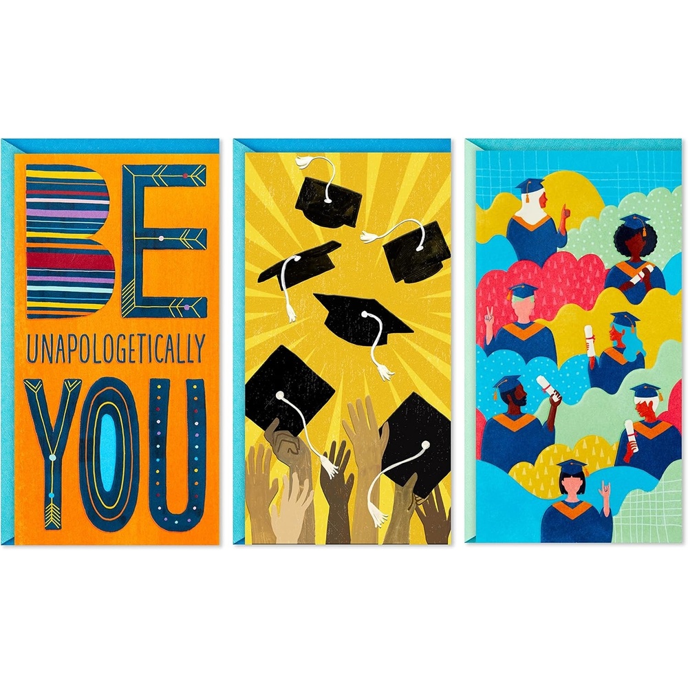 image:imageHallmark Graduation Cards Assortment Hats Off 6 Cards with Envelopes 2 DesignsBe You  3 Money Holder Cards