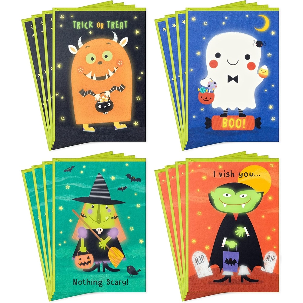 image:imageHallmark Halloween Cards Assortment for Kids Glow in the Dark 16 Cards with EnvelopesGlow in the Dark