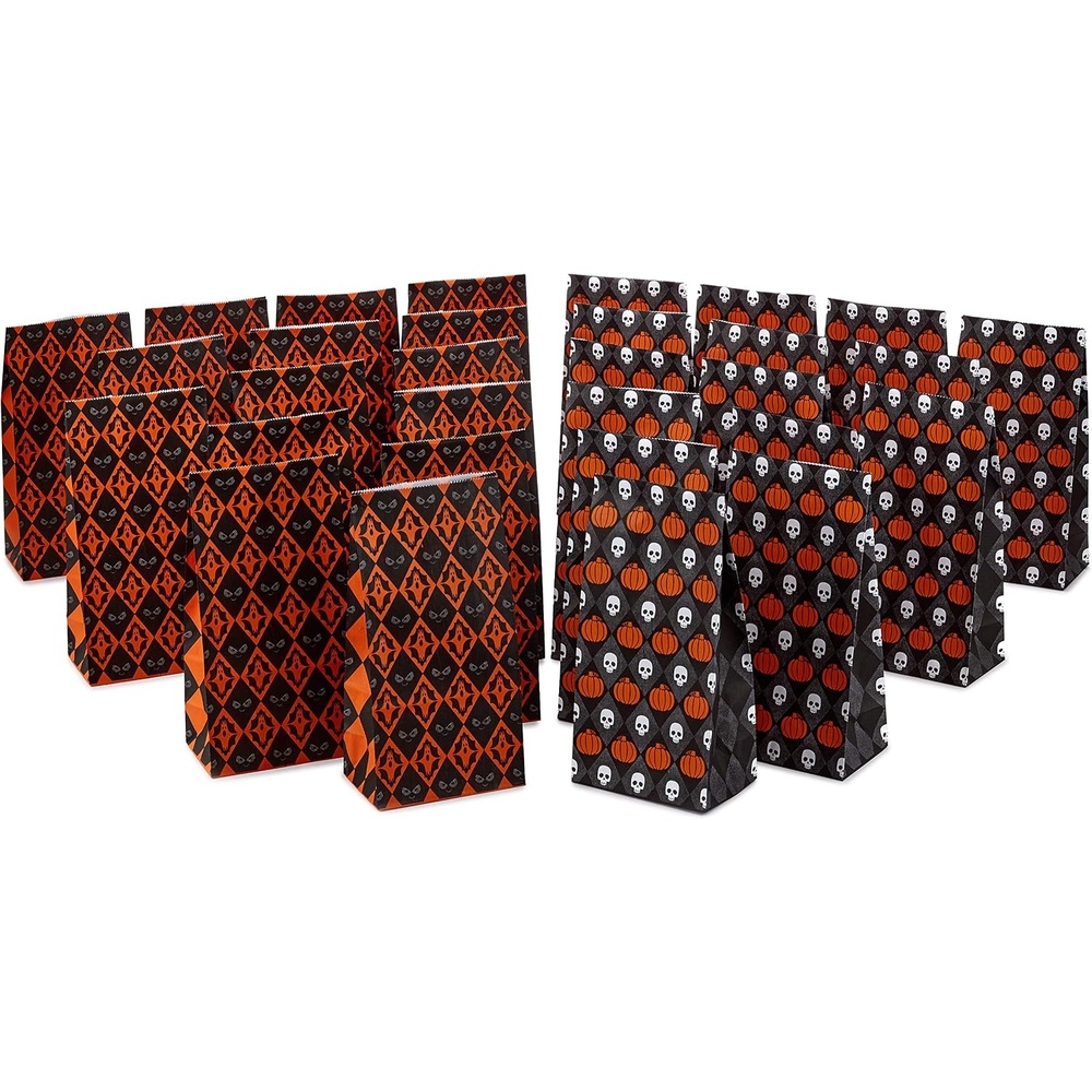 image:imageHallmark Halloween Party Favor and Wrapped Treat Bags 30 Ct Skulls and Pumpkins Ghosts and Eyes for Trick or Treating Class Parties Luminaries Crafts Da de los MuertosSkulls  Pumpkins  Ghosts 30 Count