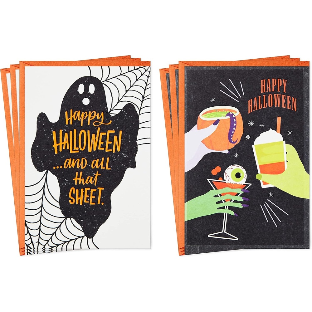 image:imageHallmark Hocus Pocus Pack of Halloween Cards Sanderson Sisters 4 Cards with EnvelopesCocktails and Ghosts  6 Cards