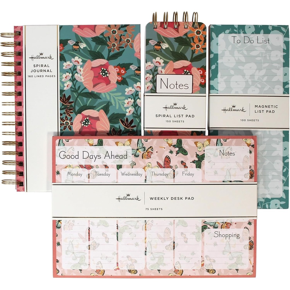 image:imageHallmark Journal and Stationery Set Journal List Pads Pocket Notepad and Large Notepad Leopard Floral