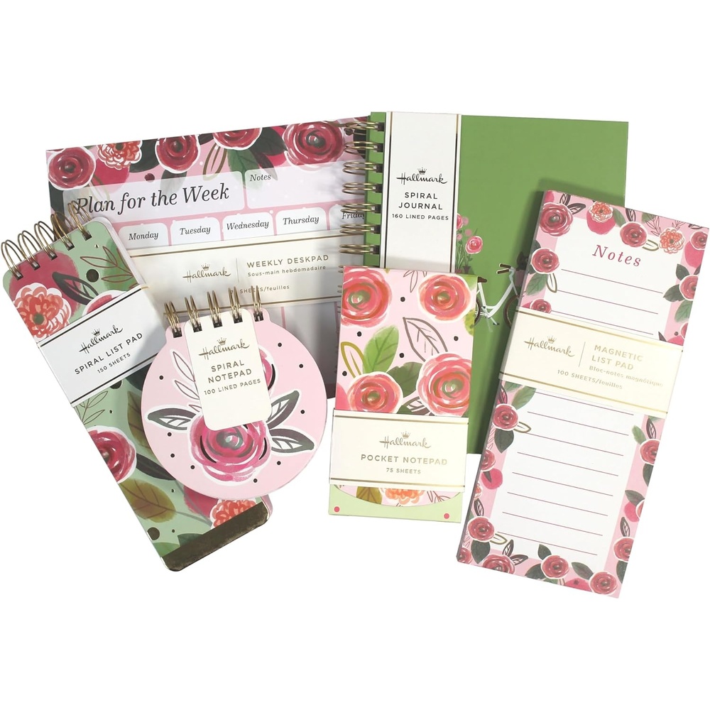 image:imageHallmark Journal and Stationery Set Journal List Pads Pocket Notepad and Weekly Desk Planner Floral Collection