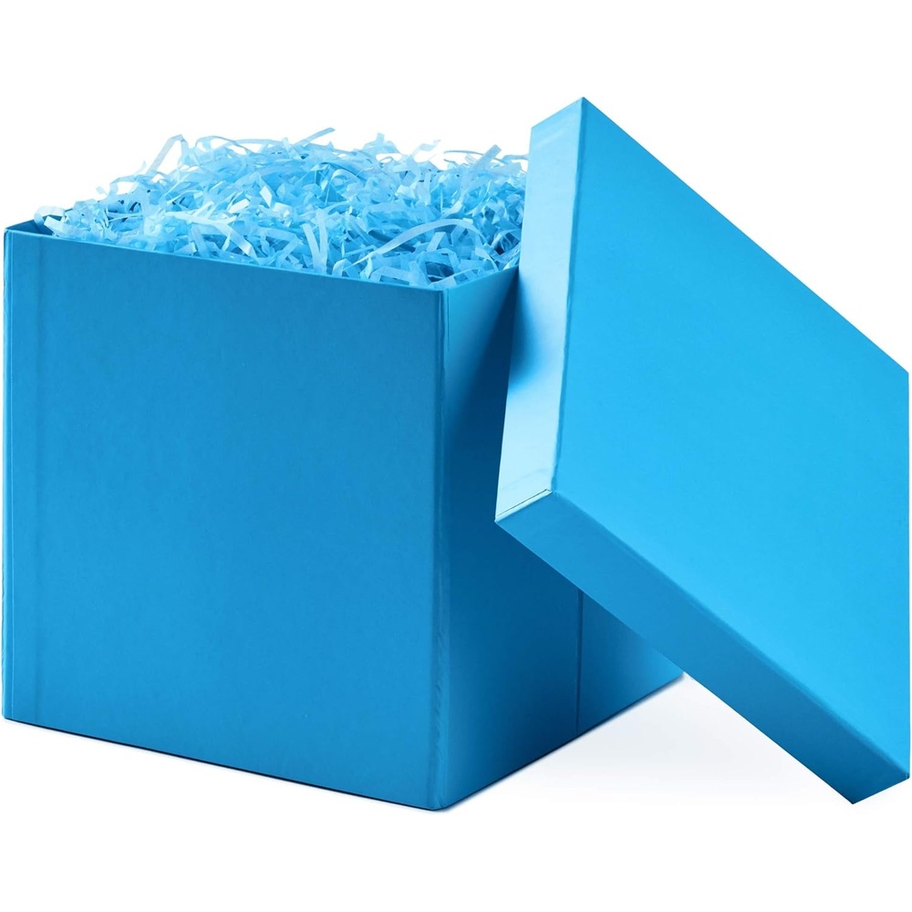 image:imageHallmark Medium Gift Box with Lid and Shredded Paper Fill Turquoise Blue 7 inch Box for Birthdays Graduations Anniversaries Baby Showers All OccasionTurquoise