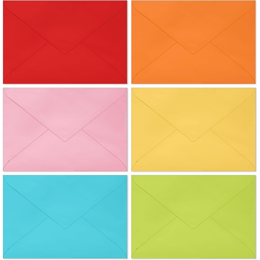 image:imageHallmark Multicolor Bulk Envelope Assortment 100 Envelopes Red Orange Yellow Pink Lime Green Turquoise Blue