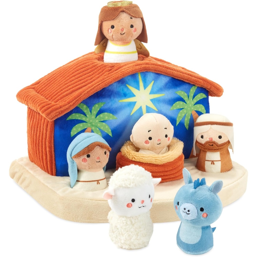 image:imageHallmark Nativity Scene Plush Toy Manger with Baby Jesus Mary Joseph Angel Animals for Kids Grandchildren