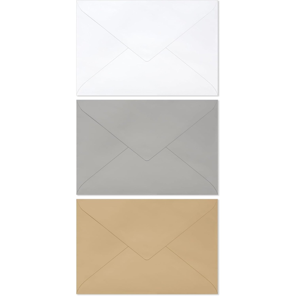 image:imageHallmark Neutral Bulk Envelope Assortment 100 Envelopes White Slate Gray Latte Tan