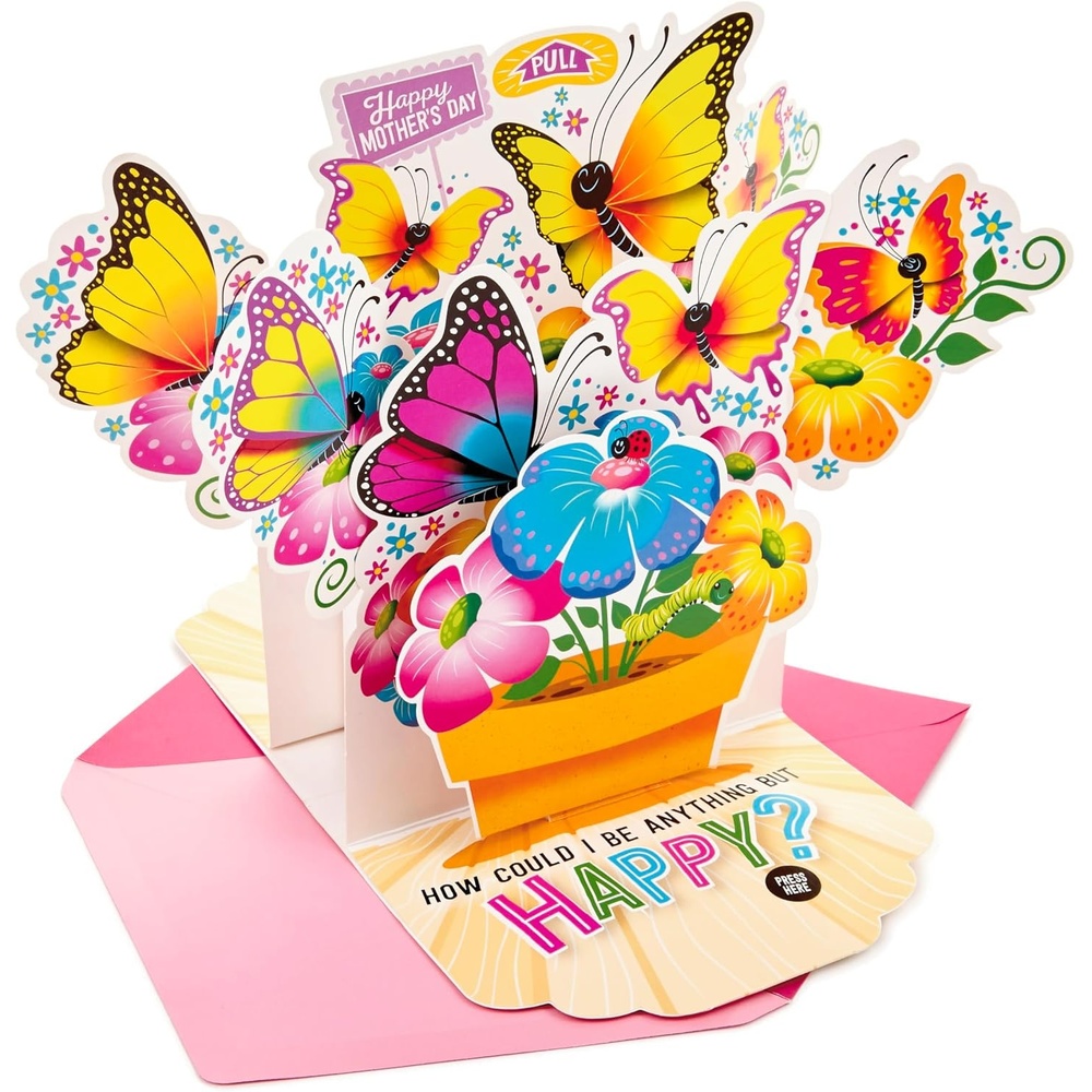image:imageHallmark Pop Up Mothers Day Card with Song for Mom Pot of Butterflies Plays Happy by Pharrell Williams 58 x 83 inches 799MDL2026Pop Up Flowers  Plays Happy By Pharrell Williams