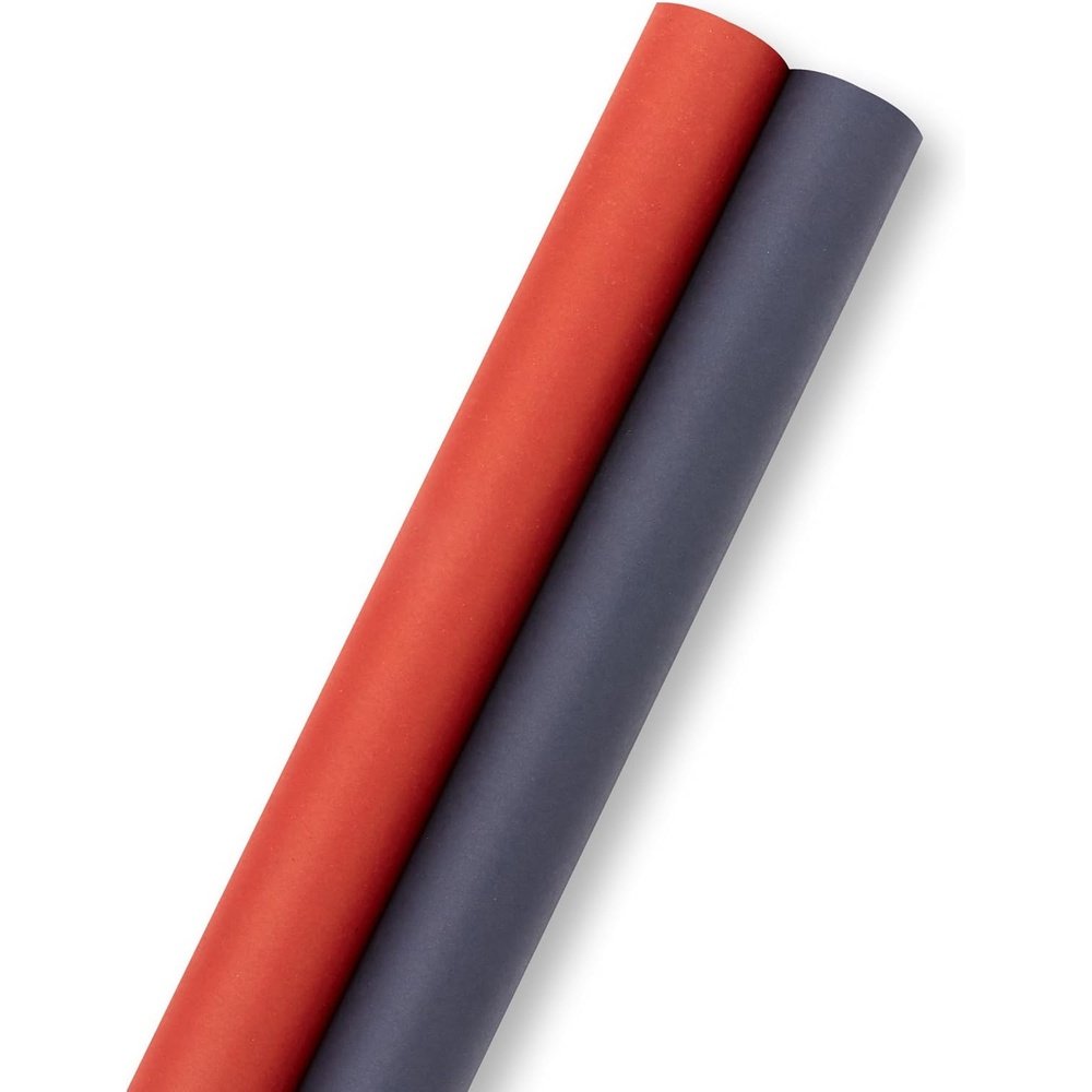 image:imageHallmark Red and Navy Blue Kraft Wrapping Paper Rolls 2 Rolls 160 Sq Ft Total for Birthdays Anniversary Christmas Valentines Day Any OccasionRed and Navy
