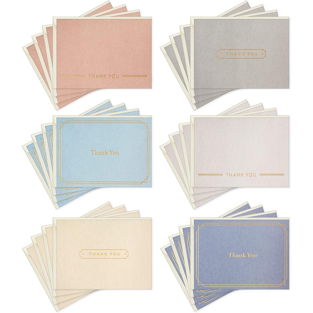 image:imageHallmark Thank you Cards Assortment Gold Foil Solids 24 Thank You Notes with Envelopes