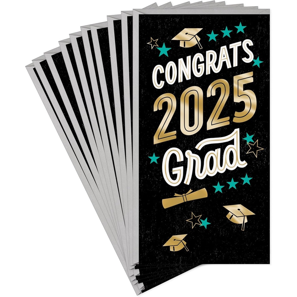 image:imageHallmark YearDated Graduation Money Holder Cards Congrats 2026 Grad 10 Cards with Envelopes Black Blue Gold FoilClass of 2025