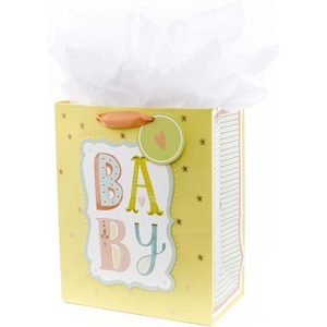 Hallmark 13″ Large Gift Bag with Tissue Paper (B-A-B-Y, Yellow) for Baby Showers, New Parents and More(Large (Pack of 1))