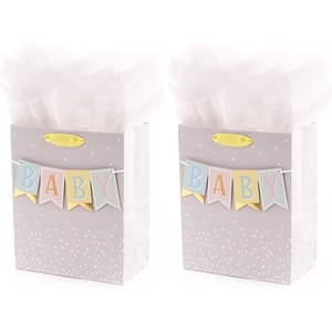 Hallmark 13″ Large Gift Bag with Tissue Paper (B-A-B-Y, Yellow) for Baby Showers, New Parents and More(Medium (Pack of 2))